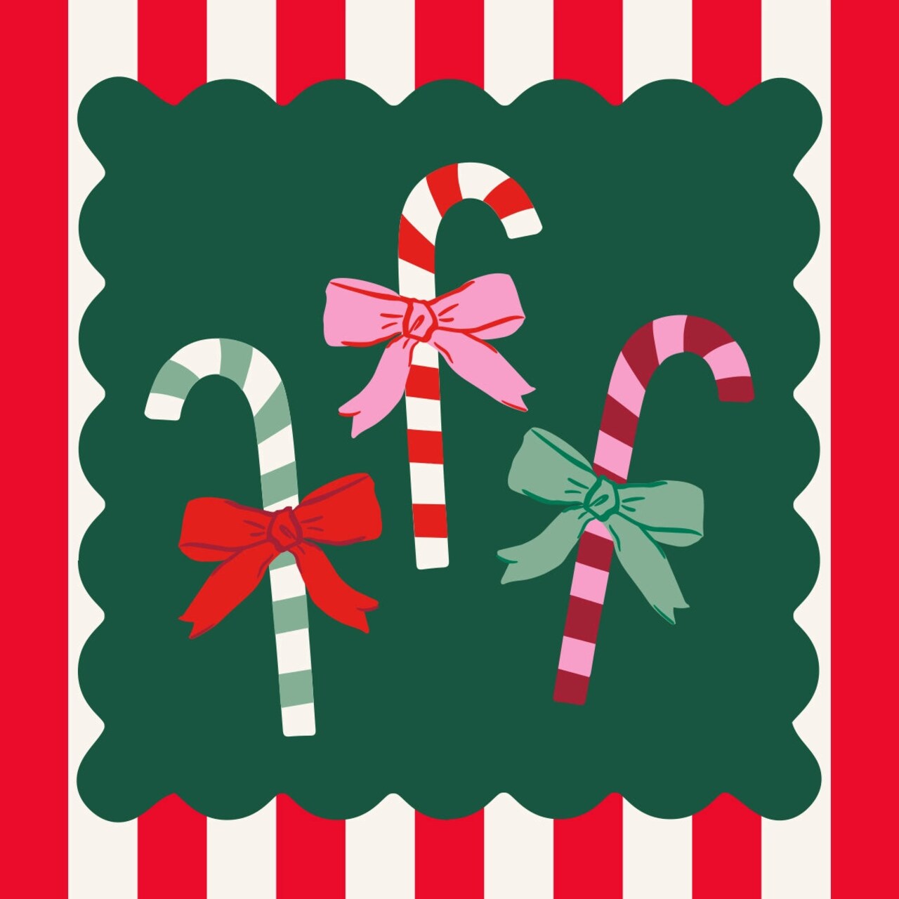 Colorful Candy Cane Holiday Cocktail Napkins – 20 Count | 3-Ply Festive Beverage Napkins